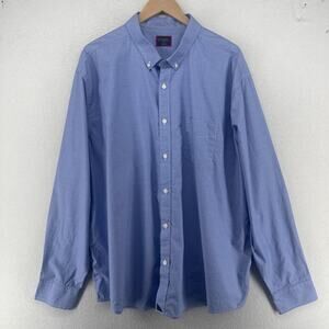 UNTUCKIT Shirt Mens 3XL Rossese Houndstooth Button Down Woven Cotton Blue